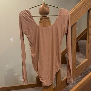 aerie Scoop-Back Long Sleeve Bodysuit in Dusty Rose